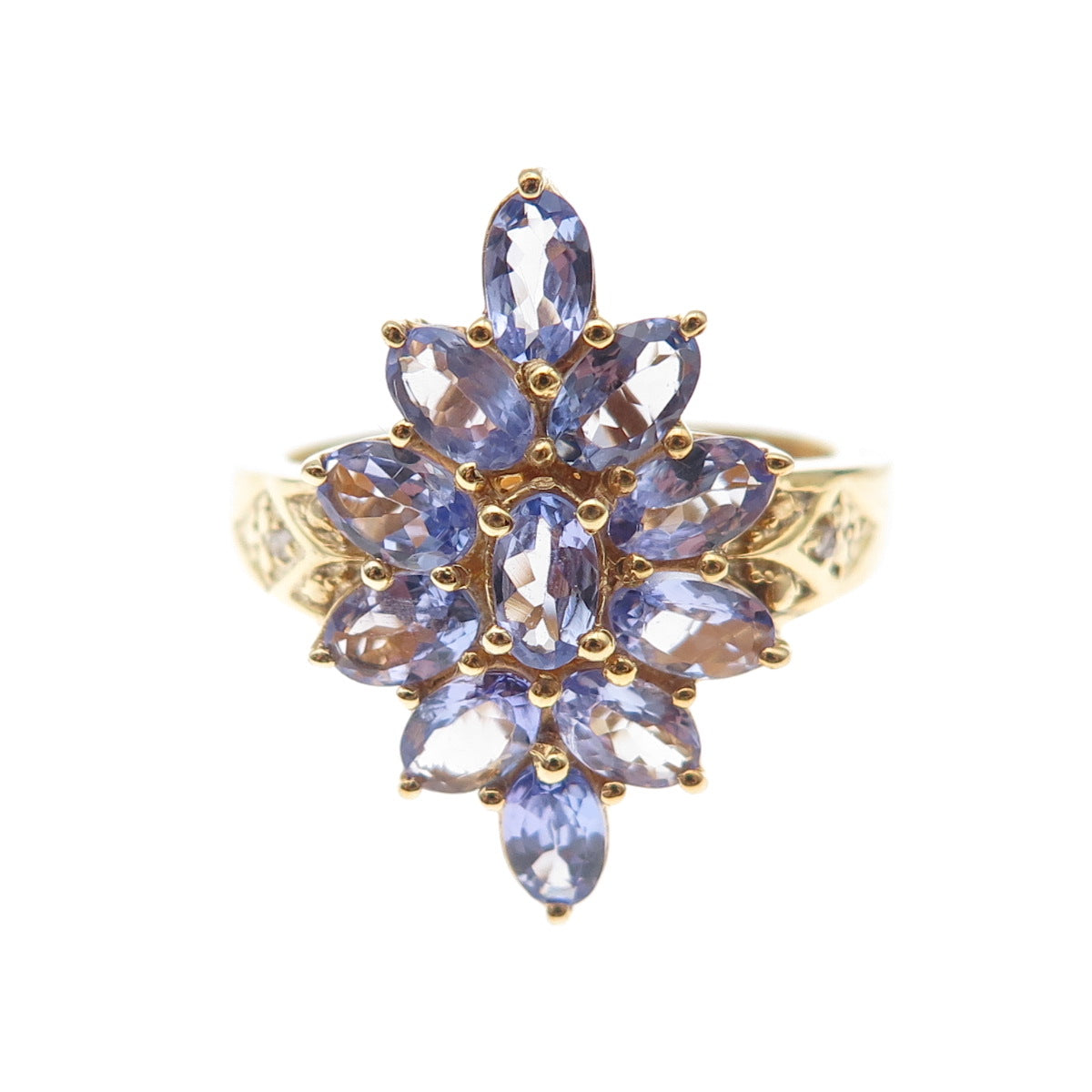 Chuck Clemency Sterling Silver Gold Plated Real Diamond & Tanzanite Ring Size 7