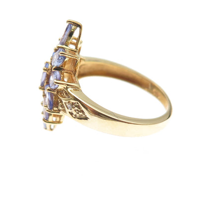 Chuck Clemency Sterling Silver Gold Plated Real Diamond & Tanzanite Ring Size 7