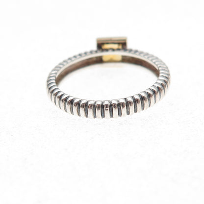 925 Sterling Silver 14K Gold Vintage Real Citrine Oxidized Ring Size 5.5