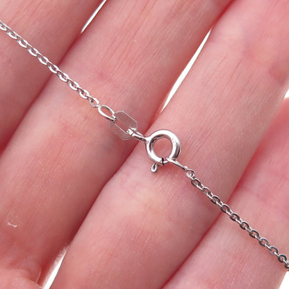 Tokemoti 925 Sterling Silver Red Enamel Heart Cable Chain Necklace 18"