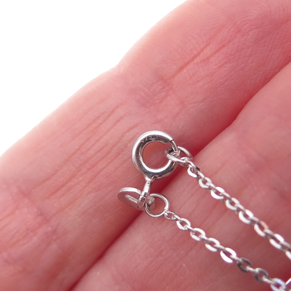 Tokemoti 925 Sterling Silver Red Enamel Heart Cable Chain Necklace 18"