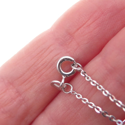 Tokemoti 925 Sterling Silver Red Enamel Heart Cable Chain Necklace 18"