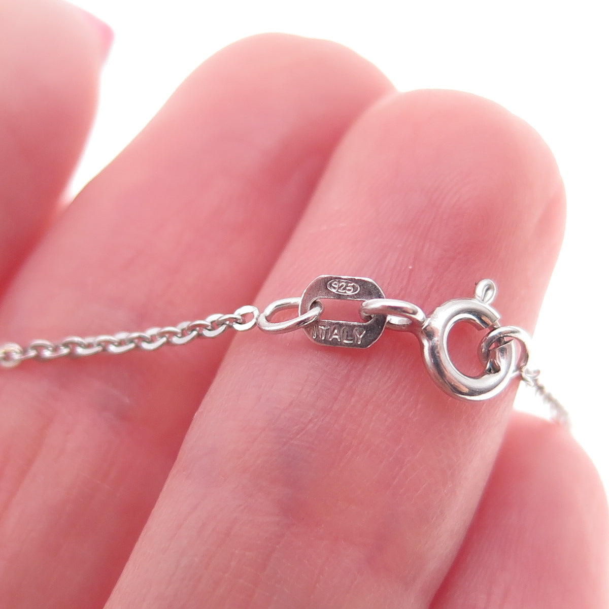 Tokemoti 925 Sterling Silver Red Enamel Heart Cable Chain Necklace 18"