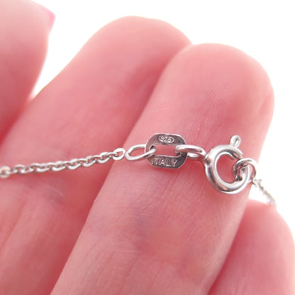 Tokemoti 925 Sterling Silver Red Enamel Heart Cable Chain Necklace 18"