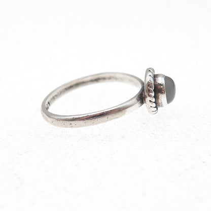 925 Sterling Silver Vintage Real Moonstone Oxidized Ring Size 6.25