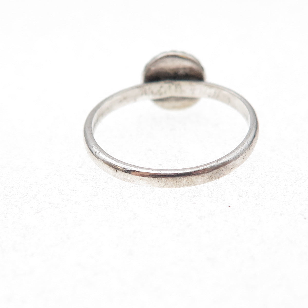 925 Sterling Silver Vintage Real Moonstone Oxidized Ring Size 6.25