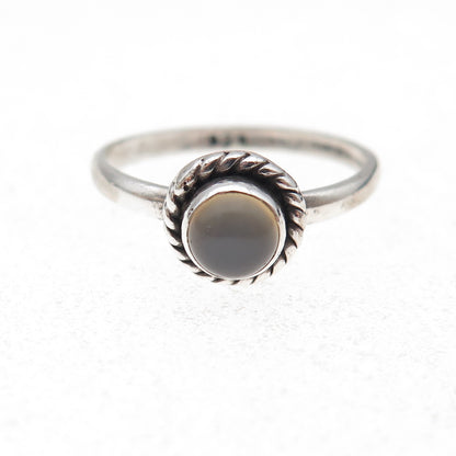 925 Sterling Silver Vintage Real Moonstone Oxidized Ring Size 6.25