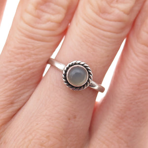 925 Sterling Silver Vintage Real Moonstone Oxidized Ring Size 6.25