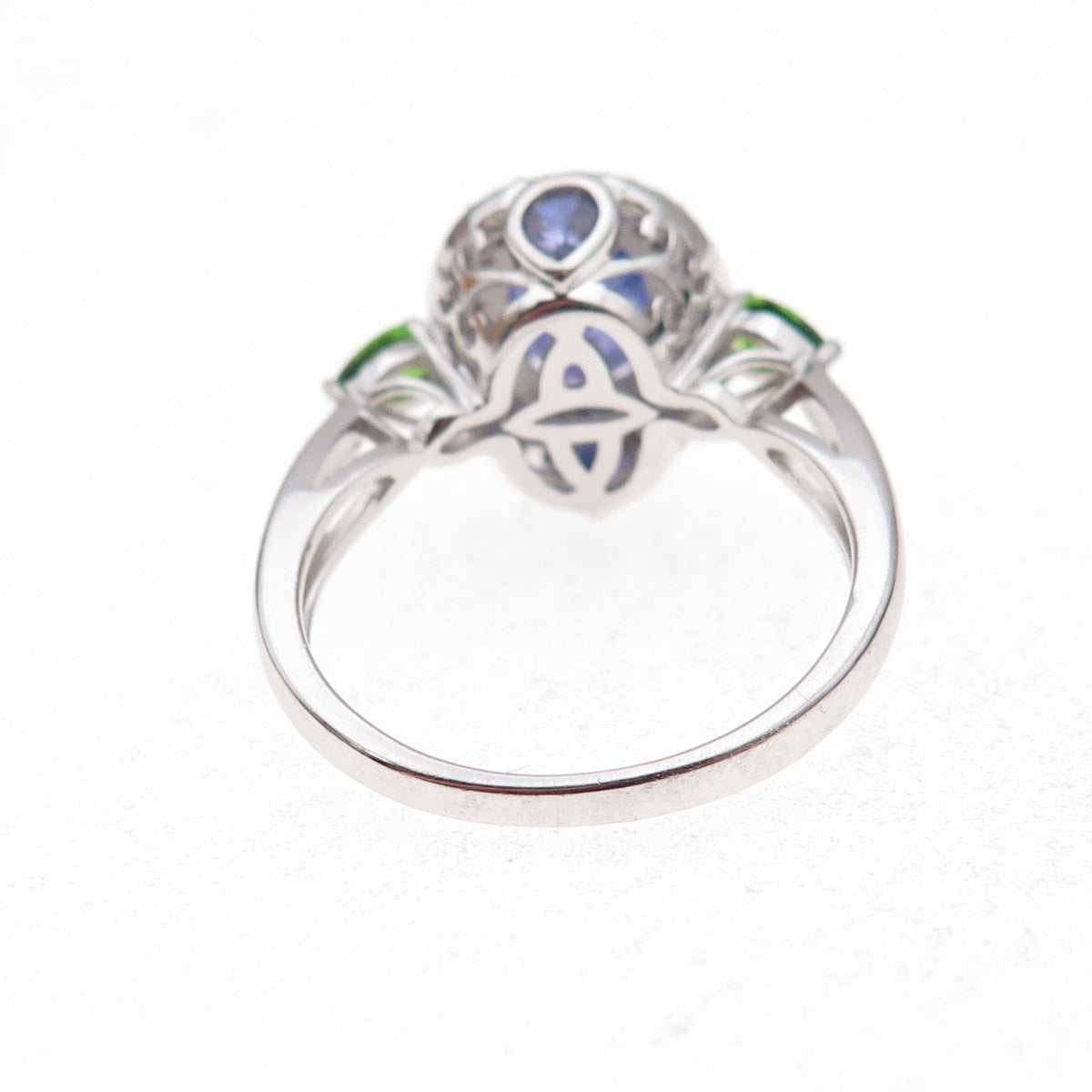 Seiden Gang 925 Sterling Silver Real Diamond Tanzanite & Peridot Ring Size 8