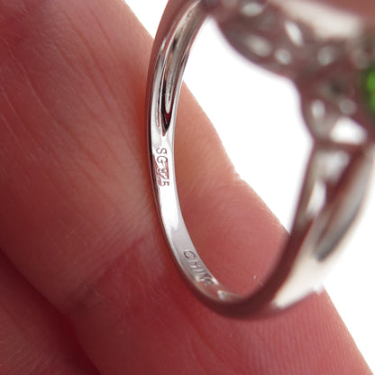 Seiden Gang 925 Sterling Silver Real Diamond Tanzanite & Peridot Ring Size 8