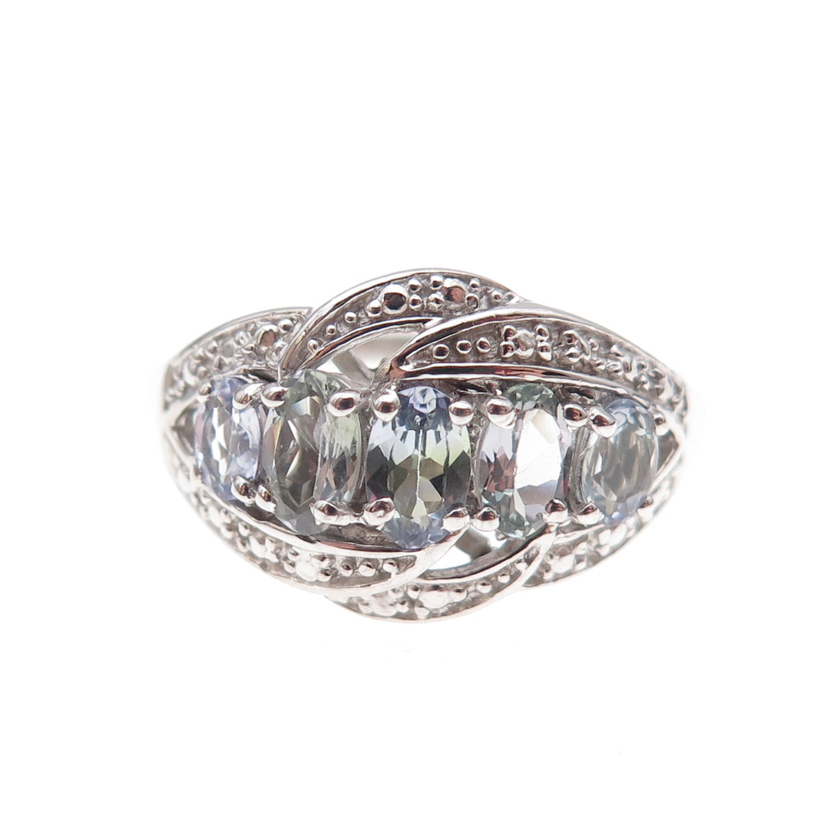 Chuck Clemency 925 Sterling Silver Real Oval-Cut Tanzanite Ring Size 8