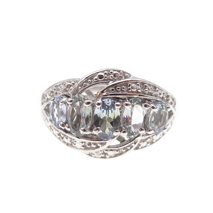 Chuck Clemency 925 Sterling Silver Real Oval-Cut Tanzanite Ring Size 8