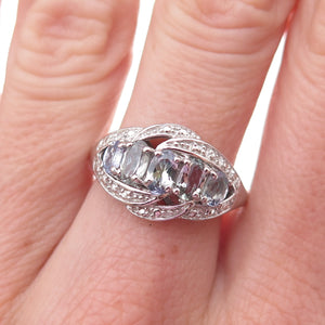 Chuck Clemency 925 Sterling Silver Real Oval-Cut Tanzanite Ring Size 8
