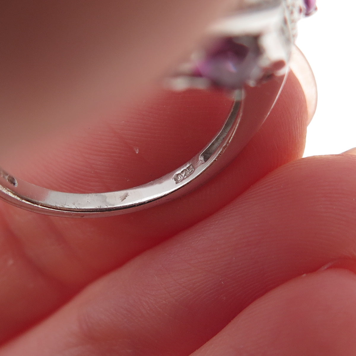Chuck Clemency 925 Sterling Silver Real Diamond & Rhodolite Ring Size 8