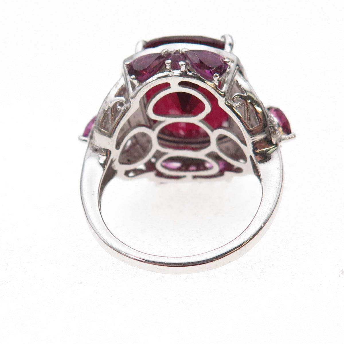 Chuck Clemency 925 Sterling Silver Real Diamond & Rhodolite Ring Size 8