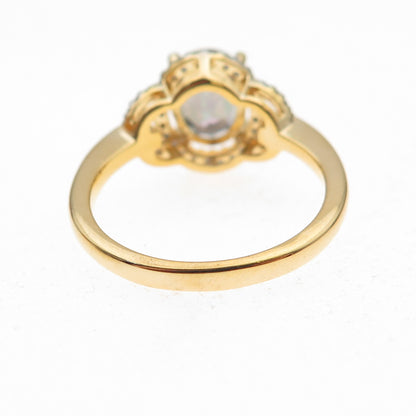 Sai 925 Sterling Silver Gold Plated Real Diamond & Mystic Topaz Ring Size 7