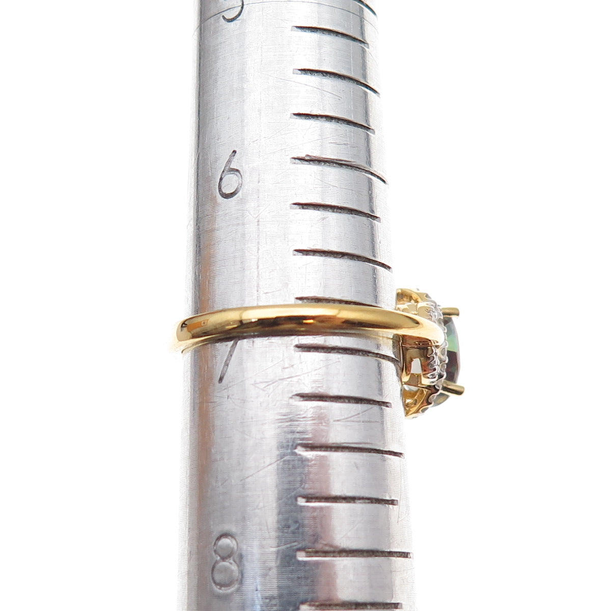 Sai 925 Sterling Silver Gold Plated Real Diamond & Mystic Topaz Ring Size 7