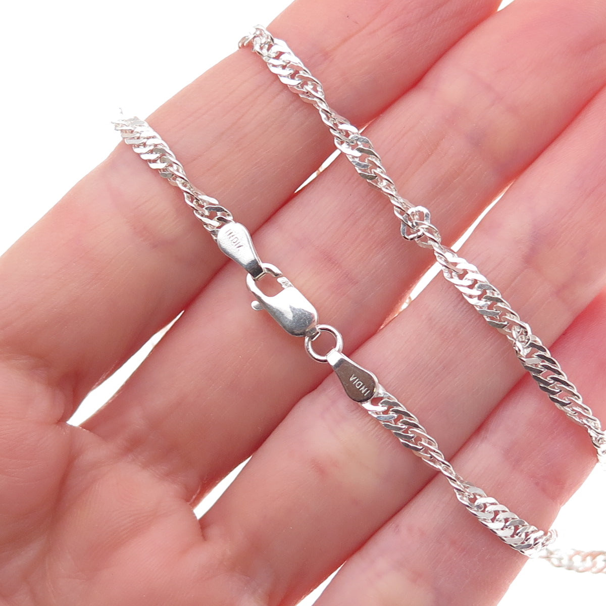 925 Sterling Silver Singapore Chain Necklace 16"