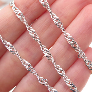 925 Sterling Silver Singapore Chain Necklace 16"