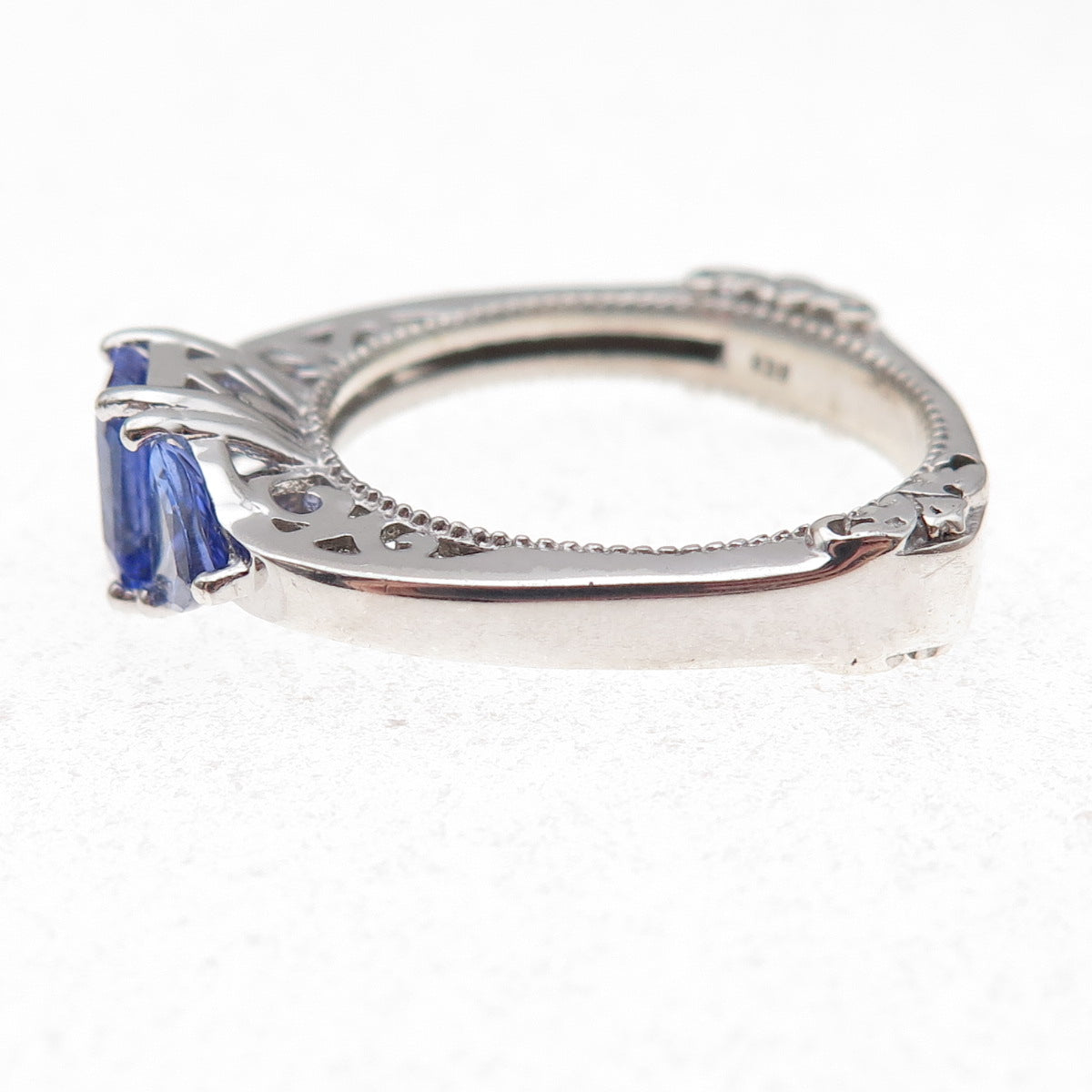 925 Sterling Silver Real Multi-Cut Tanzanite Ring Size 8.25