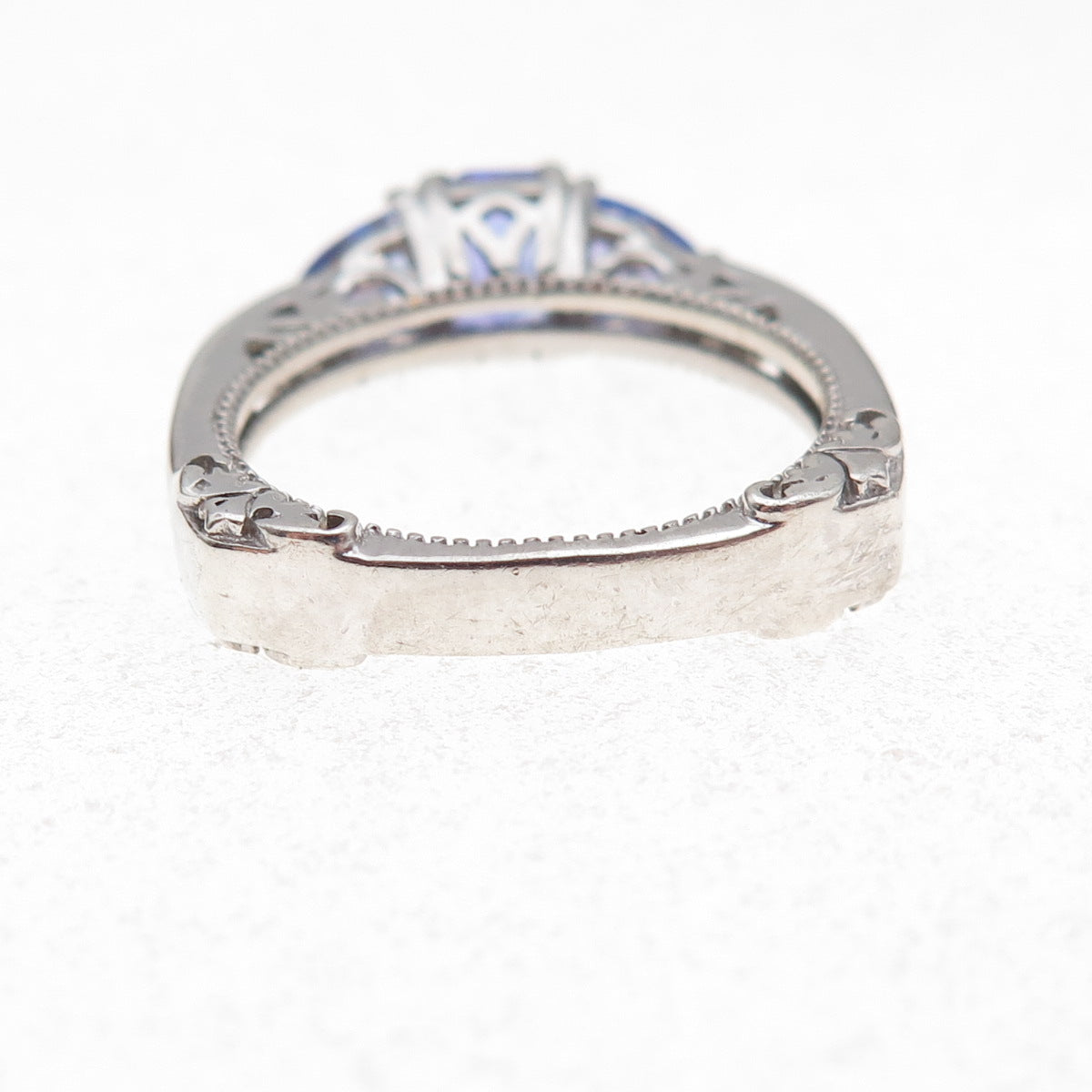 925 Sterling Silver Real Multi-Cut Tanzanite Ring Size 8.25
