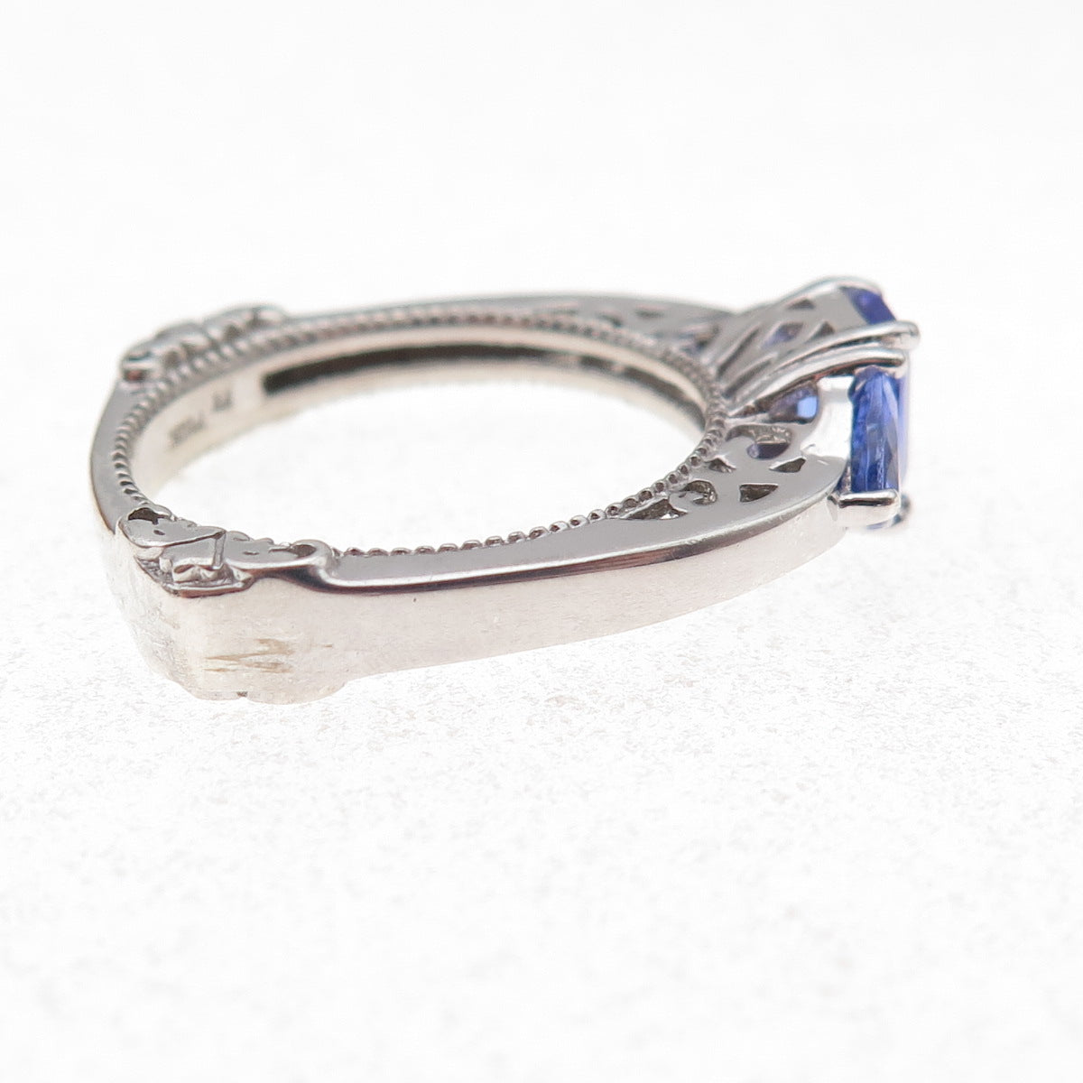 925 Sterling Silver Real Multi-Cut Tanzanite Ring Size 8.25