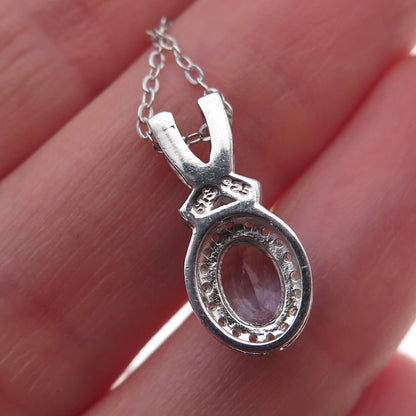 Chuck Clemency 925 Sterling Silver Real Tanzanite White Topaz Chain Necklace 18"