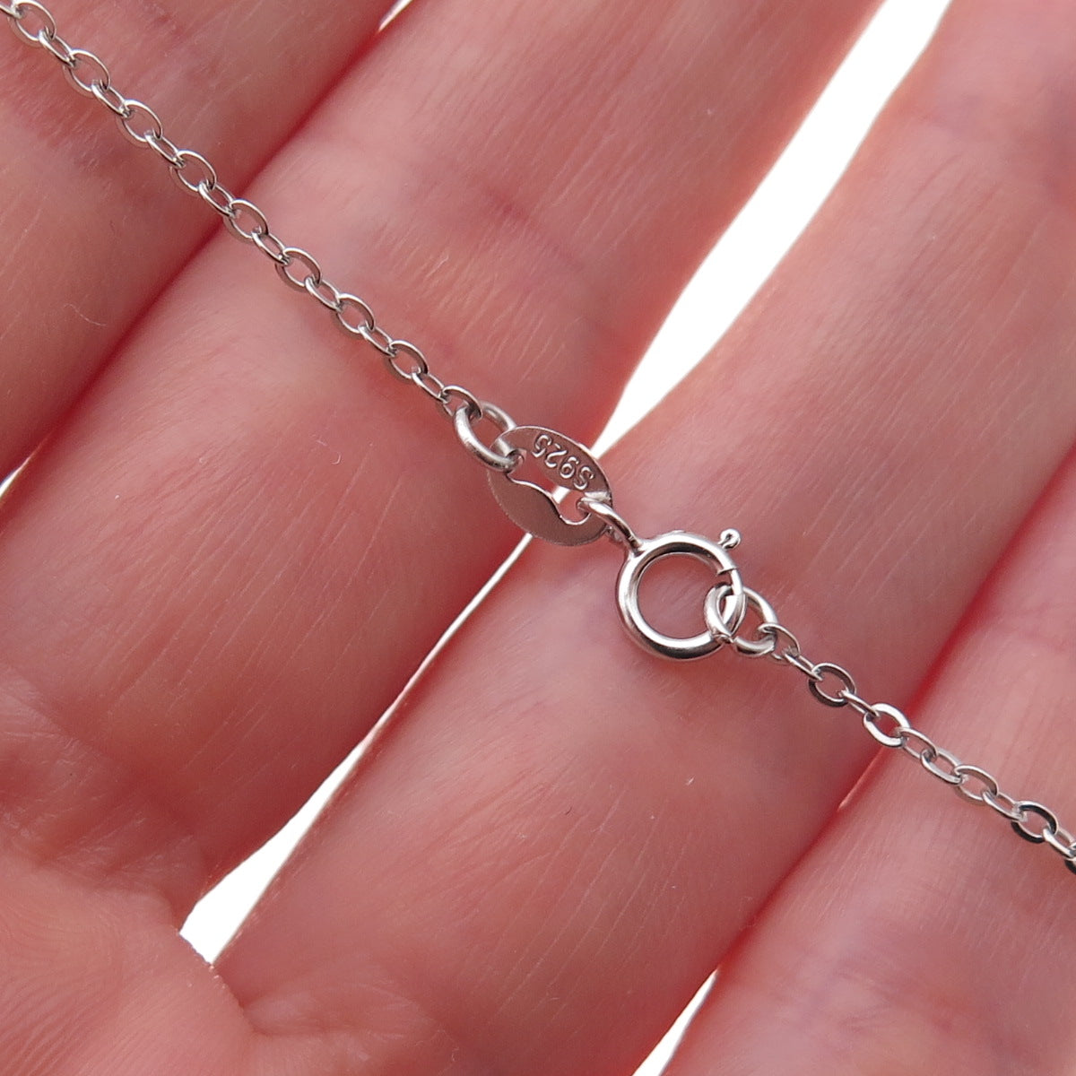 925 Sterling Silver Real Diamond Heart Baby Shoe Cable Chain Necklace 18"