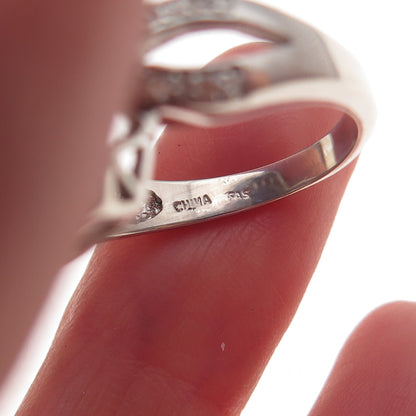 925 Sterling Silver Blue & White C Z Ring Size 7.25