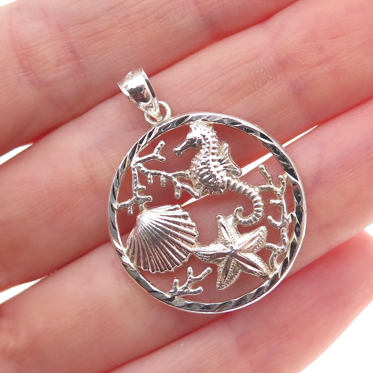 925 Sterling Silver Vintage Sea Life Charm Pendant