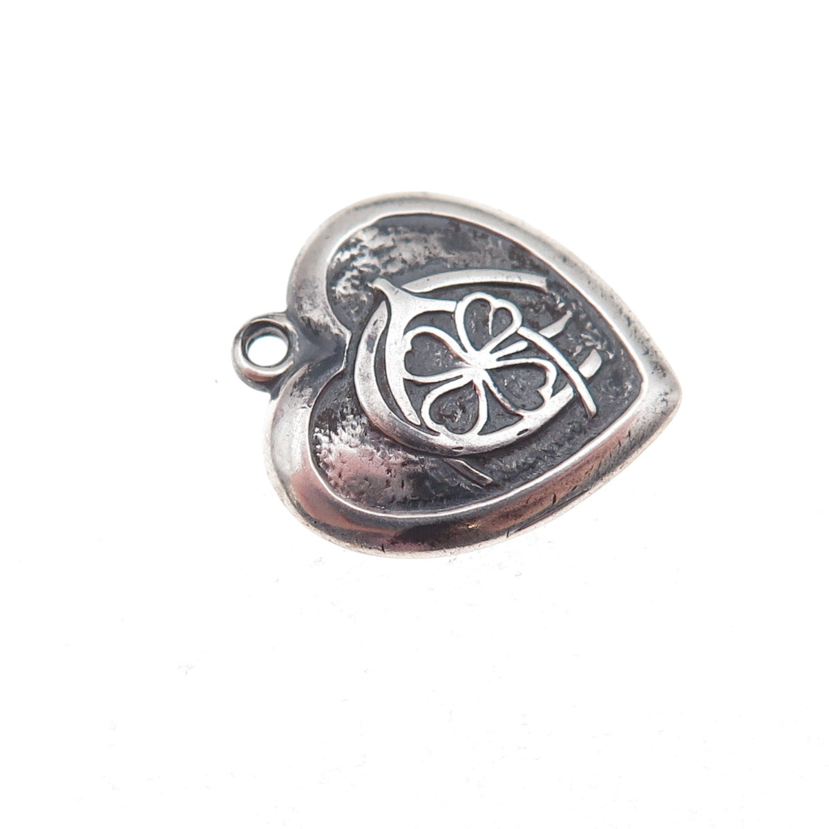 925 Sterling Antique Art Deco Horseshoe Clover Wishbone Heart Chatelaine Pendant