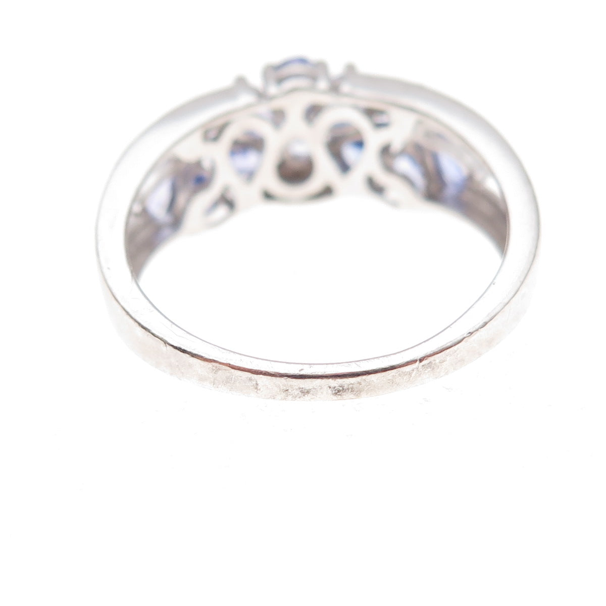 Chuck Clemency 925 Sterling Silver Real Tanzanite & White Topaz Ring Size 8