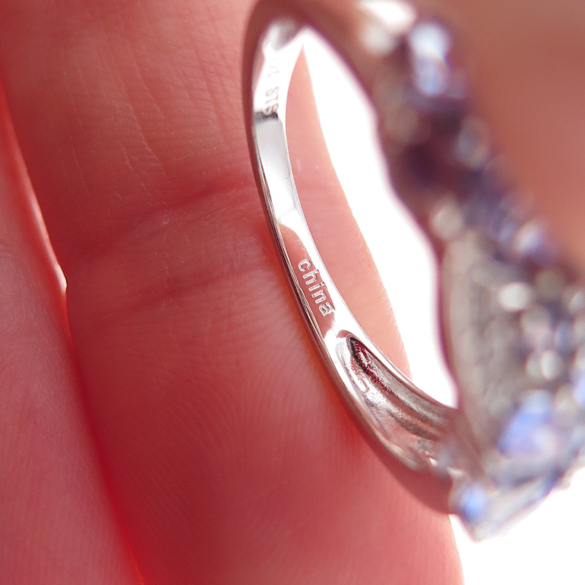 Chuck Clemency 925 Sterling Silver Real Tanzanite & White Topaz Ring Size 8