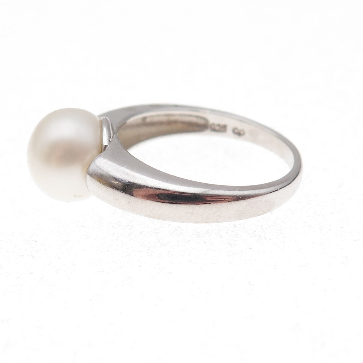 925 Sterling Silver Real Pearl Ring Size 8