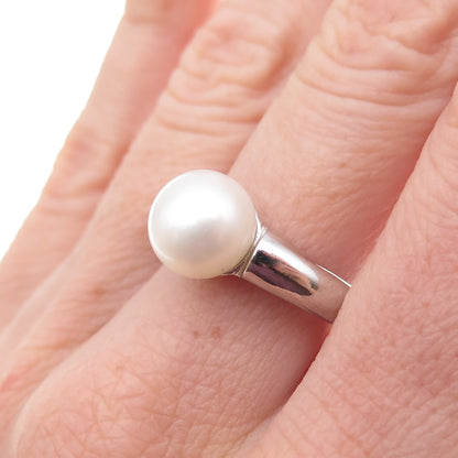 925 Sterling Silver Real Pearl Ring Size 8
