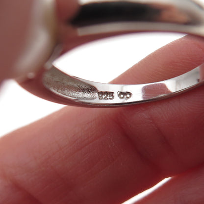 925 Sterling Silver Real Pearl Ring Size 8