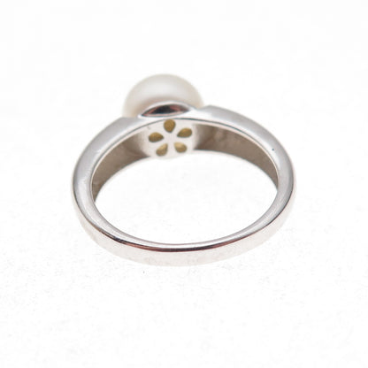 925 Sterling Silver Real Pearl Ring Size 8