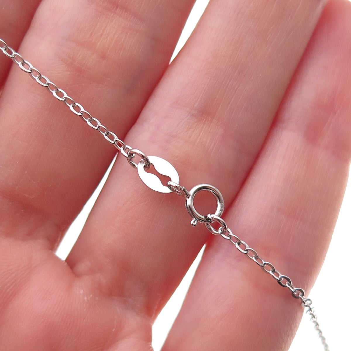 925 Sterling Silver Oval-Cut C Z Cross Cable Chain Necklace 18"