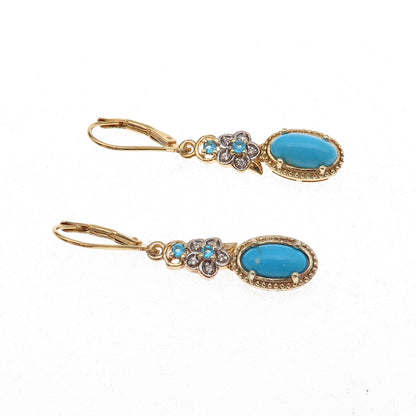 Chuck Clemency Sterling Gold Plated Real Turquoise White Topaz Apatite Earrings