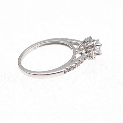 925 Sterling Silver Round-Cut C Z Engagement Ring Size 7