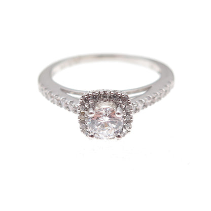 925 Sterling Silver Round-Cut C Z Engagement Ring Size 7