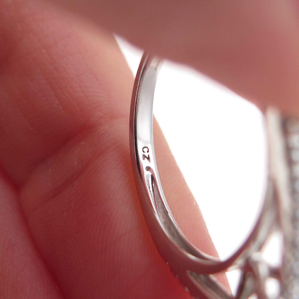 925 Sterling Silver Round-Cut C Z Engagement Ring Size 7