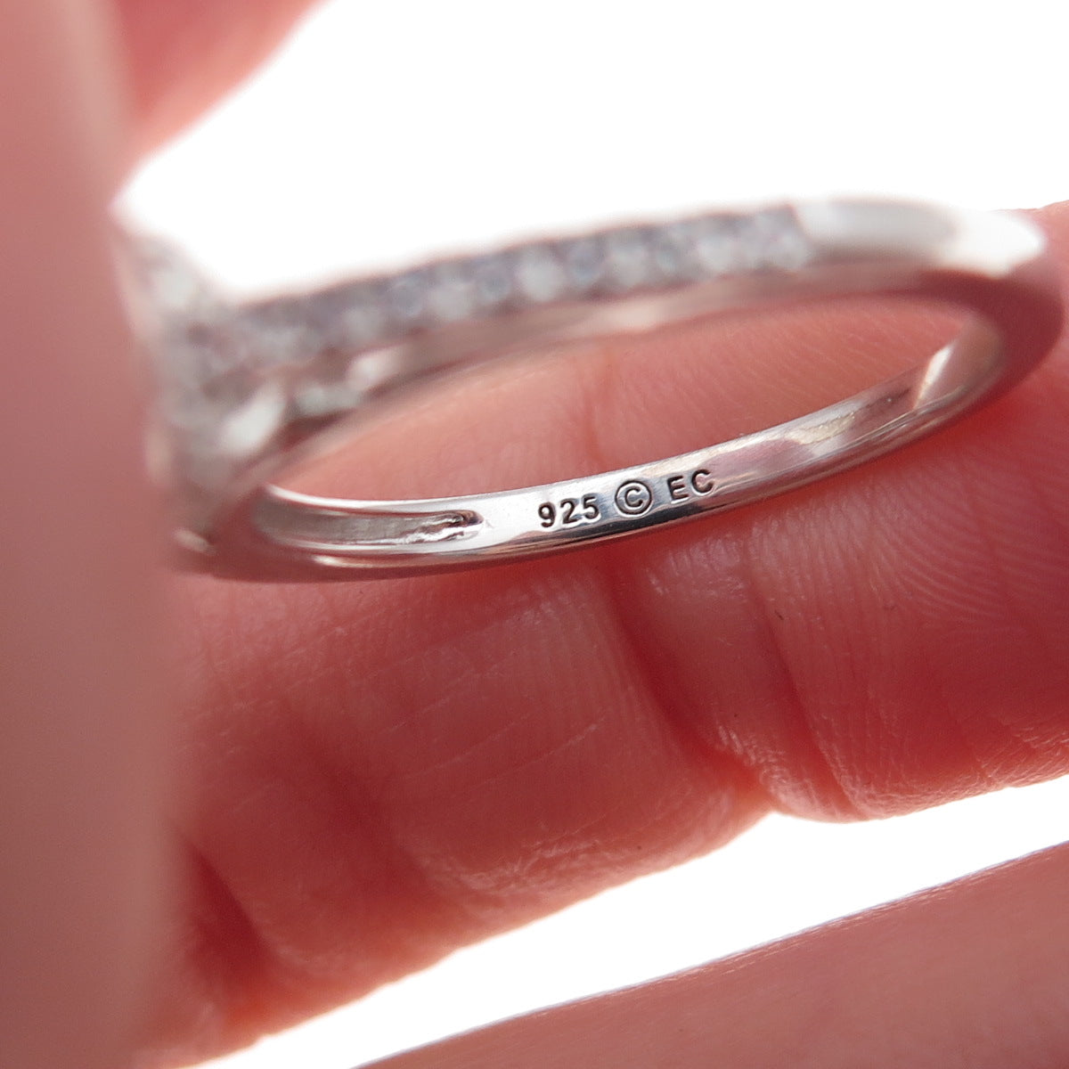 925 Sterling Silver Round-Cut C Z Engagement Ring Size 7