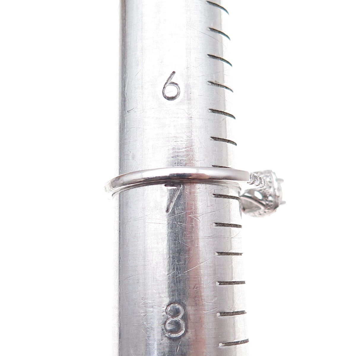 925 Sterling Silver Round-Cut C Z Engagement Ring Size 7