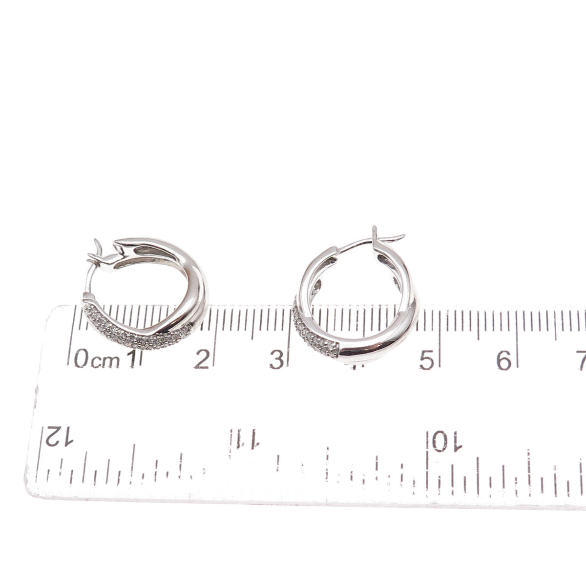 925 Sterling Silver Real Round-Cut Diamond Crisscross Hoop Earrings