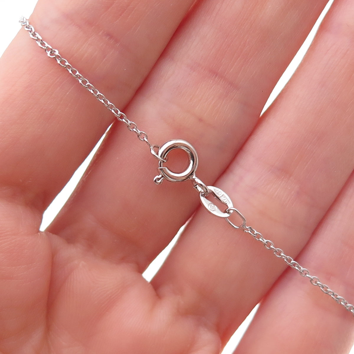 925 Sterling Silver Real Diamond Interlocked Pendant Cable Chain Necklace 18"