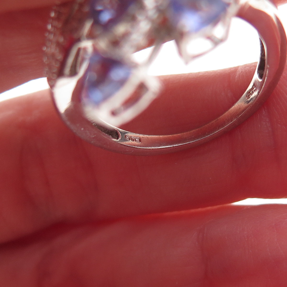 Chuck Clemency 925 Sterling Silver Real Triangle-Cut Tanzanite Ring Size 8