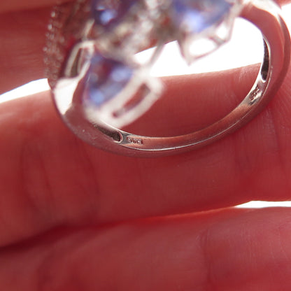 Chuck Clemency 925 Sterling Silver Real Triangle-Cut Tanzanite Ring Size 8