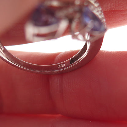 Chuck Clemency 925 Sterling Silver Real Triangle-Cut Tanzanite Ring Size 8