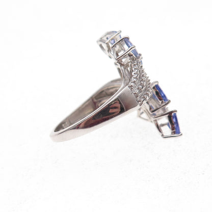 Chuck Clemency 925 Sterling Silver Real Triangle-Cut Tanzanite Ring Size 8